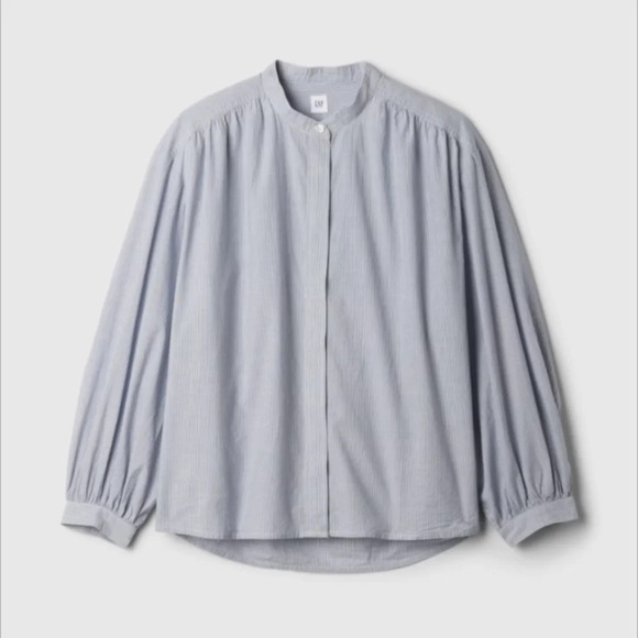Navy Striped Button Down Shirt Size Small Petite - Picture 1 of 6